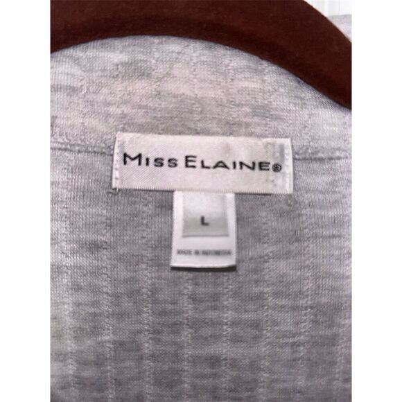 Miss Elaine Women's Zip-Front Robe Gray Size L Ankle-Length Long Sleeve Warm - Picture 3 of 8
